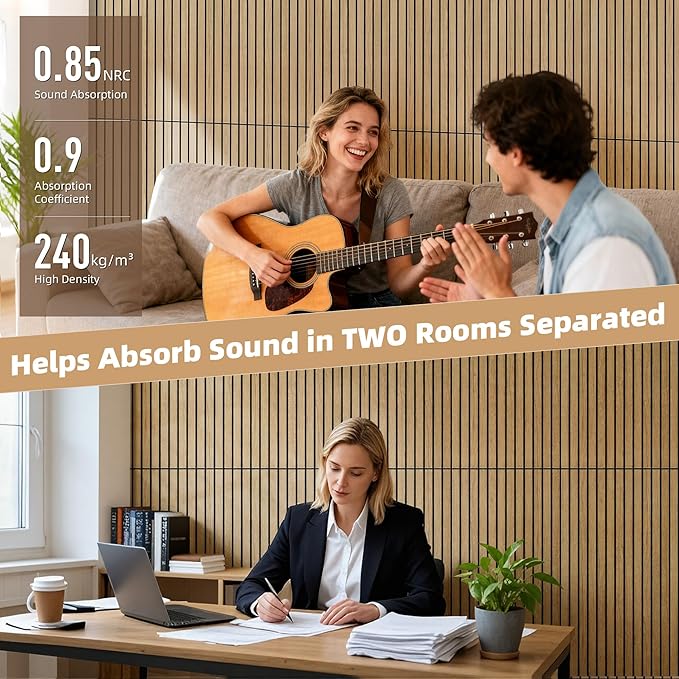 TO-TH Wood-Look Acoustic Wall Panels, 10 Pack 47.2” x 23.6” Sound Panels - Image 4