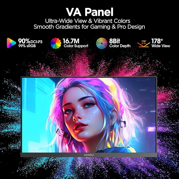 KOORUI 27 inch Gaming Monitor, 240Hz Monitor, 1ms FHD 1080p, Adaptive Sync - Image 4
