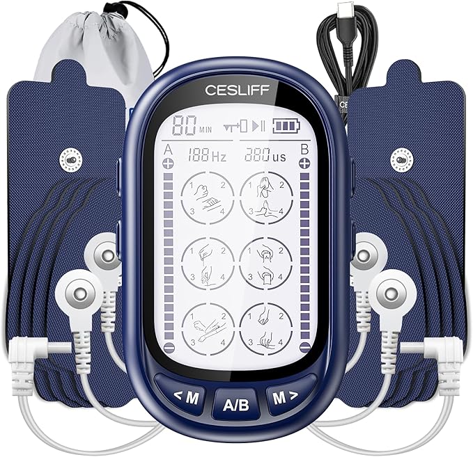 Dual Channel TENS EMS Unit Large Screen 24 Modes 36 Levels Intensity Muscle by CESLIFF