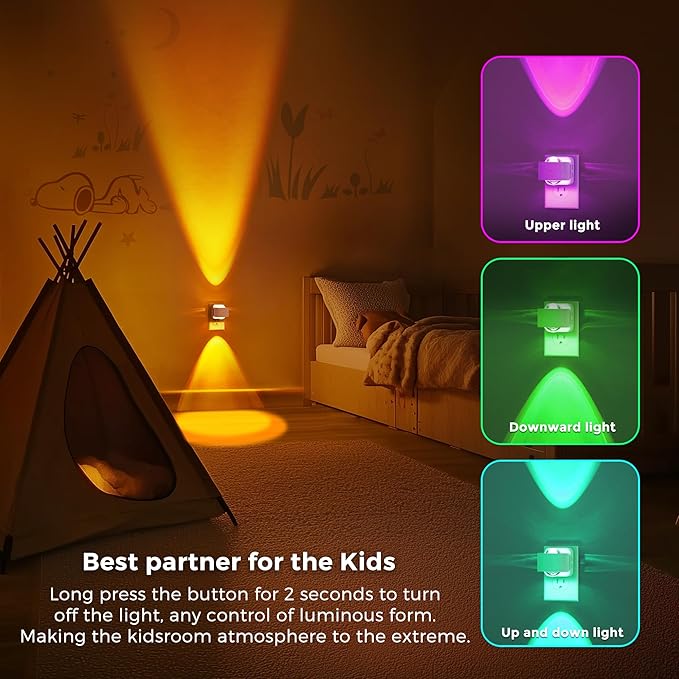L LOHAS LED Night Light, Color Changing Night Lights Plug into Wall, Rotating - Image 4