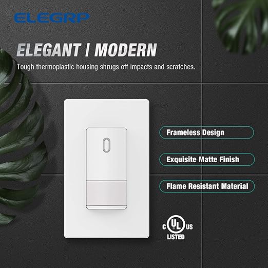 ELEGRP Occupancy Motion Sensor Light Switch, PIR Infrared Motion Activated Wall - Image 7