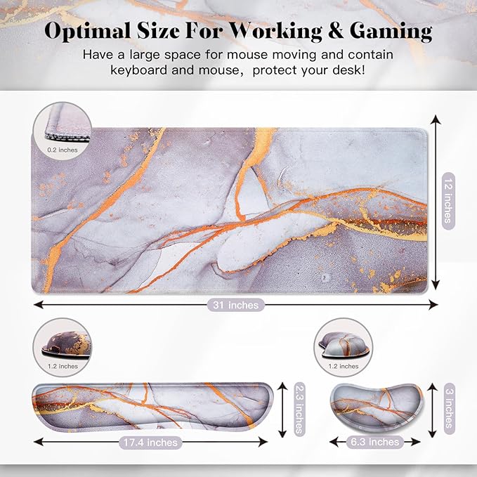 Gimars 4 in 1 Mouse Pad and Keyboard Wrist Rest Set, Large Mouse Pad - Image 3