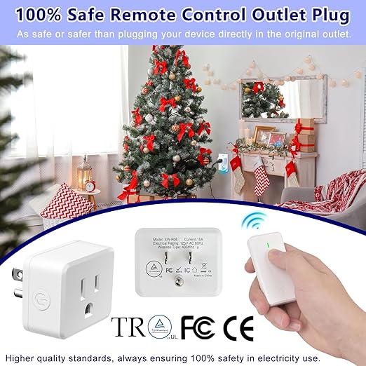 Remote Switch Outlet, Wireless On/Off Light Switch Wall Mounted, TUV Listed - Image 2