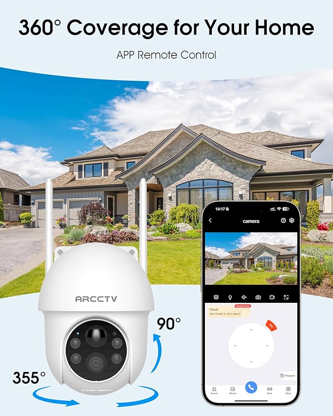 ARCCTV Solar Security Cameras Wireless Outdoor, 4MP 360° View Battery Powered - Image 4