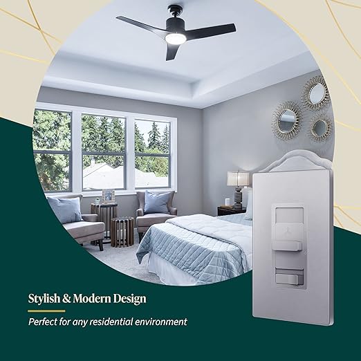 TOPGREENER Kalide Light Switch and 3-Speed Ceiling Fan Control Combo, in Wall - Image 6