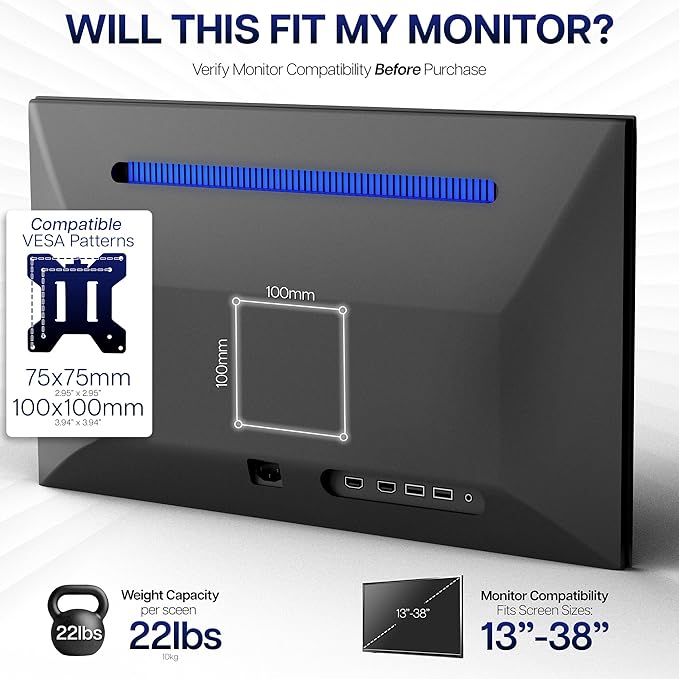 VIVO Dual Ultrawide Monitor Desk Mount, Heavy Duty Fully Adjustable Steel Stand - Image 7