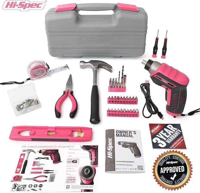 Hi-Spec 35-Piece Tool Kit with 3.6V USB Small Electric Screwdriver Set - Image 7