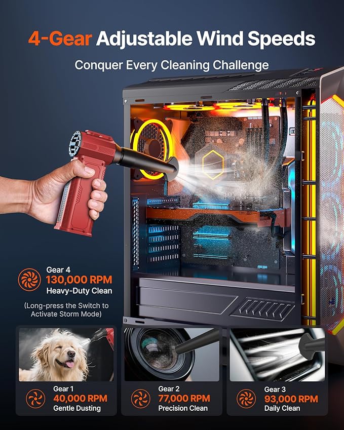 ZOAIVR Compressed Air Duster, 000RPM Ultra-Powerful Cordless Electric Air Duster - Image 3