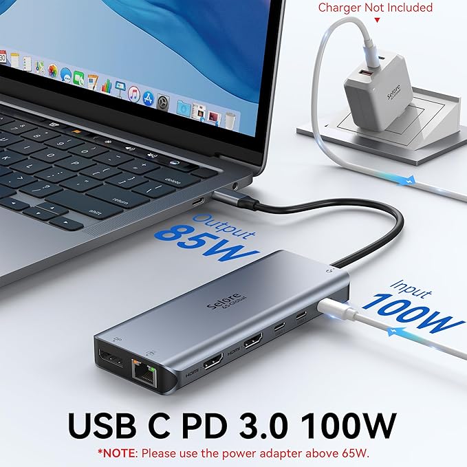 USB C Docking Station Dual Monitor, Selore 13-in-1 Triple Monitor - Image 5