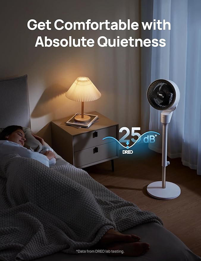 Dreo Fan for Bedroom, 80° Oscillating Standing Fan, 25dB Quiet, 80ft Pedestal - Image 6