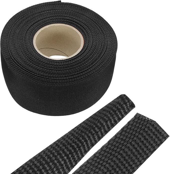 MECCANIXITY Braided Cable Sleeves Heat Shrinkable Fabric Sleeving, 1 9/16" 40ft by MECCANIXITY