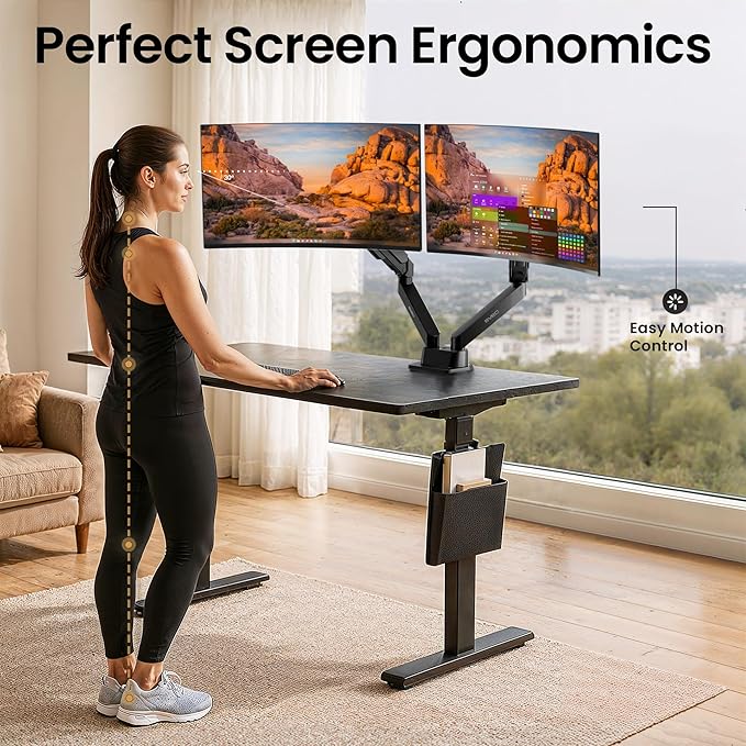 EVEO Premium Dual Monitor Mount 14"-32” Dual Monitor Arm VESA Bracket - Image 6