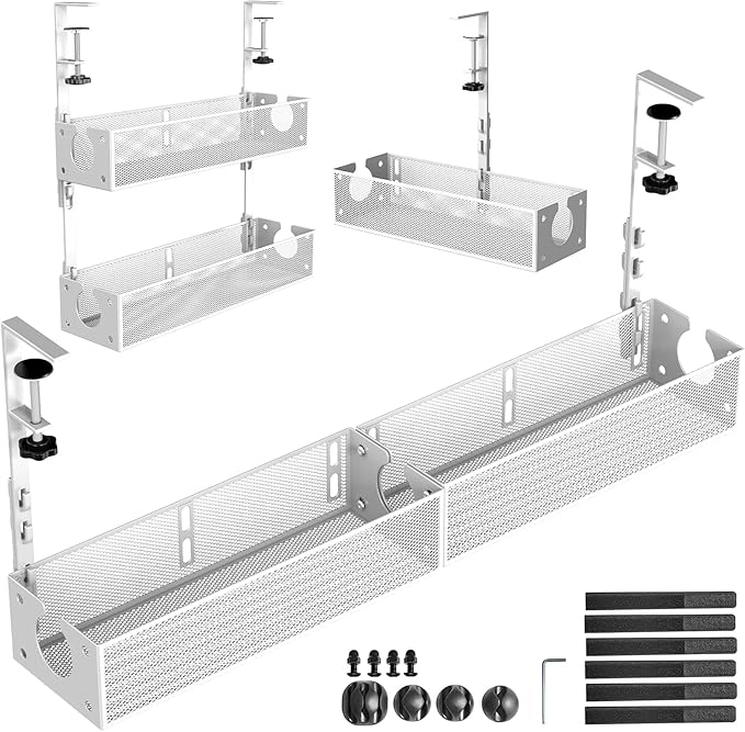 Multi-Model Under Desk Cable Management Tray 2 Packs Metal Under Desk Wire by SRJZMLY