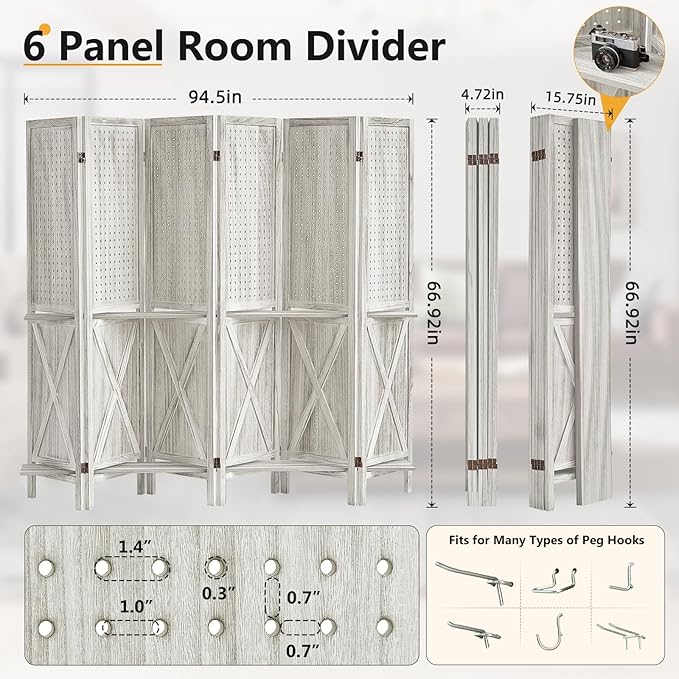 Aleesing 6 Panel Pegboard Display - Image 2