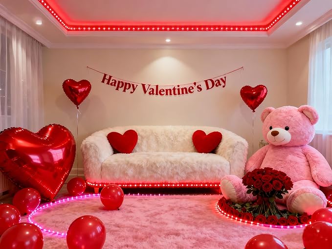 Red Led Lights Strip Valentines Galentines Day Decorations - Image 2