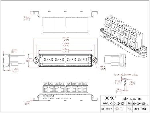 52Amp 600V 2x4 Position Terminal Block Distribution Module. OONO D-1664GP - Image 5