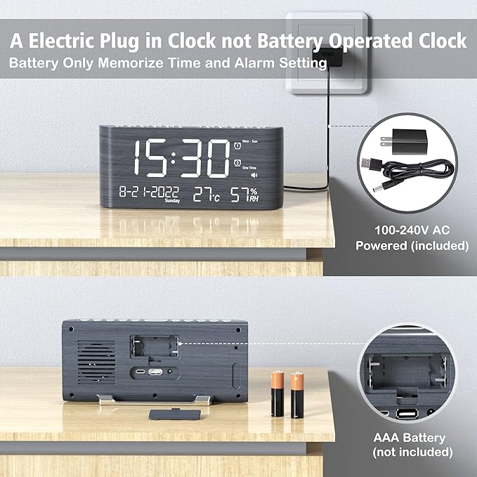 Mesqool Digital Alarm Clock, - Image 7