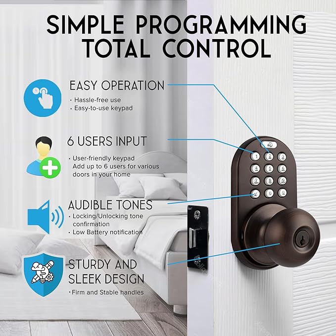 MiLocks TKK-02OB Digital Door Knob Lock - Image 4