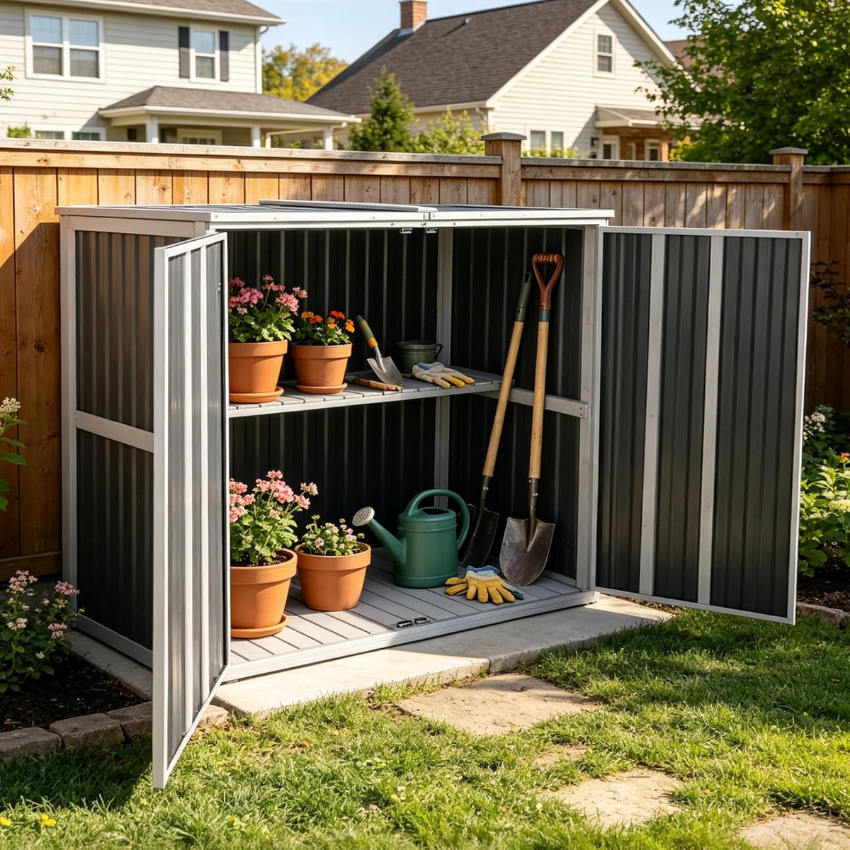 outdoor storage shed 4.2x2.2ft with metal frame &, main product view