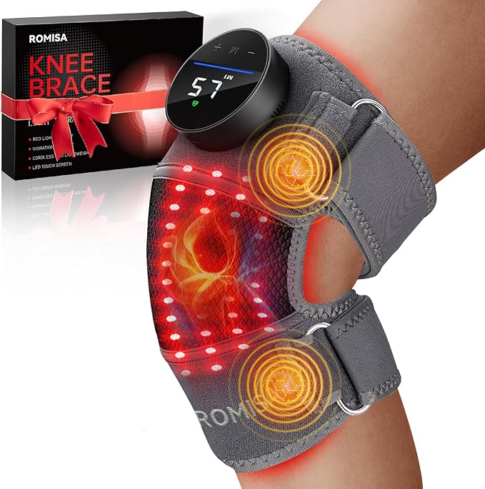 Red Light Therapy Knee Brace &Vibration Knee Massage, 660nm & 850nm by ROMISA