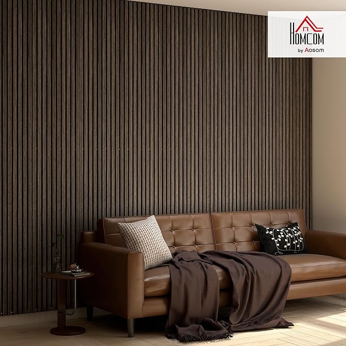 HOMCOM 4 Pack 3D Acoustic Panels, Wood Slat Wall Paneling - Image 2
