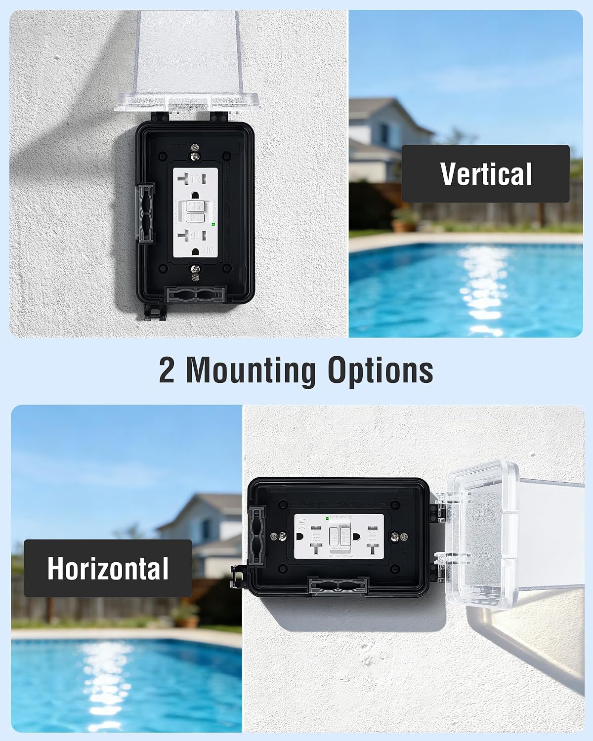 4" Extra-Deep Outdoor Outlet Cover, 1-Gang, Black, 1-Pack | Weatherproof Receptacle Cover, Horizontal/Vertical Mount, Compatible with GFCI, Duplex Outlets & Switches, Black