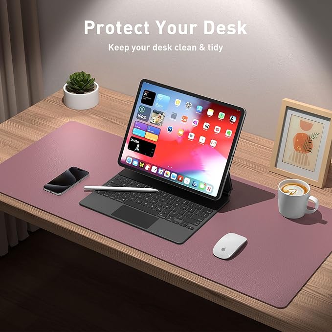 Aothia Leather Desk Pad Protector, Mouse Pad, Office Desk Mat, Non-Slip PU - Image 3