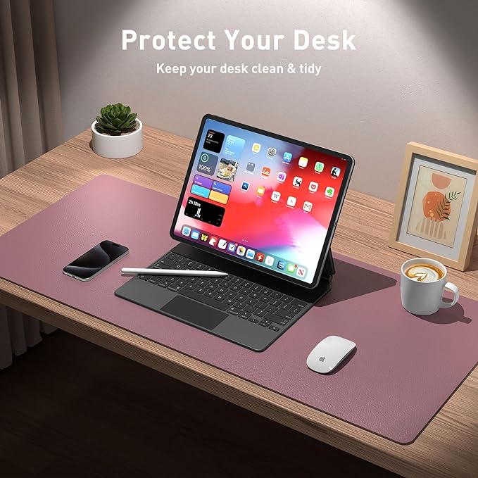 Aothia Leather Desk Pad Protector, Mouse Pad, Office Desk Mat, 31.5" x 15.7" - Image 3