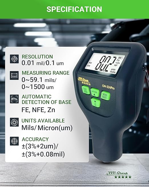 Paint Thickness Gauge CM-224Pro 2026 | Coating Thickness Meter Fe/Al/Zn | Auto - Image 2