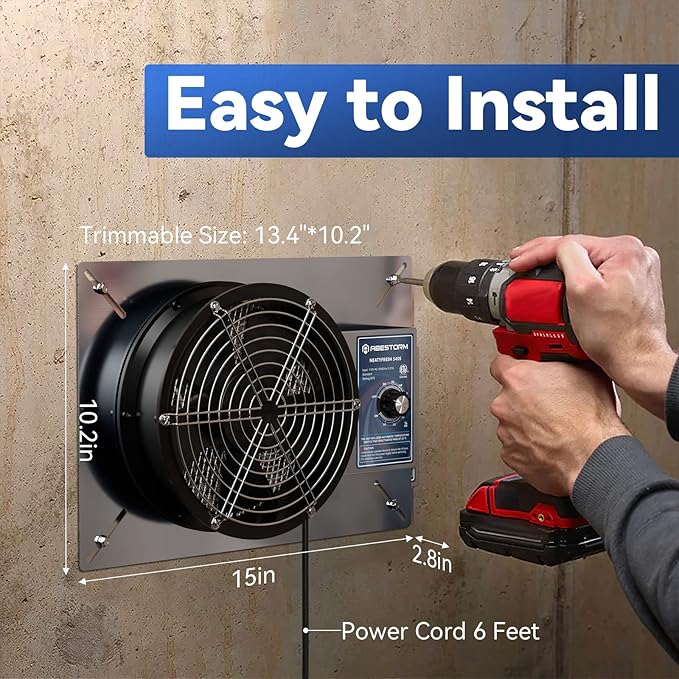 Abestorm 540CFM Crawlspace Ventilation Fans IP-55 Grade Basements Vent Fan 8.7 - Image 3