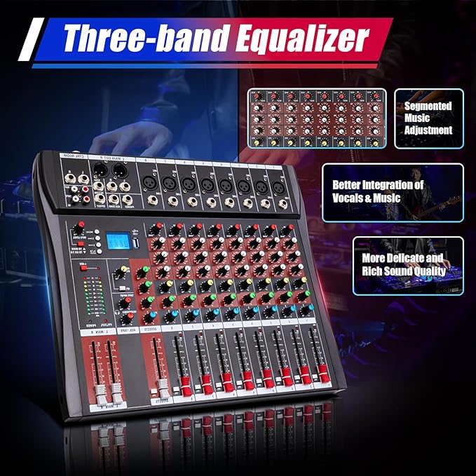8 Channel Audio Mixer, Professional Audio Mixer - Image 2