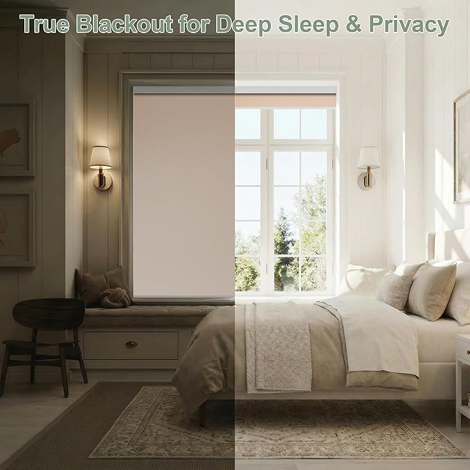 ZSHINE Motorized Blackout Window Blinds Customize Width Remote Control Wireless - Image 3
