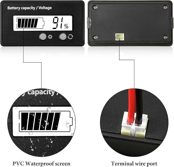 Frienda 2 Pieces Dc 12v 24v 36v 48v 60v 72v 84v Golf Cart Battery Meter - Image 4