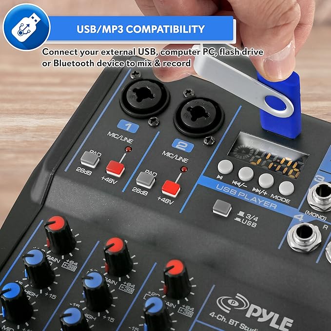Pyle Professional 4 Channel Audio Mixer - Image 5