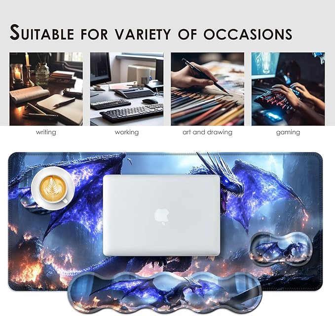 BFUKVOU Large Keyboard Mouse Pad Set, Extended Mouse Pad+Keyboard Wrist Rest - Image 7