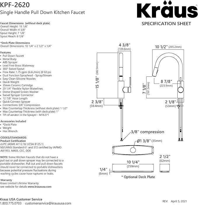 KRAUS Oletto Single Handle Pull Down Kitchen Faucet - Image 17