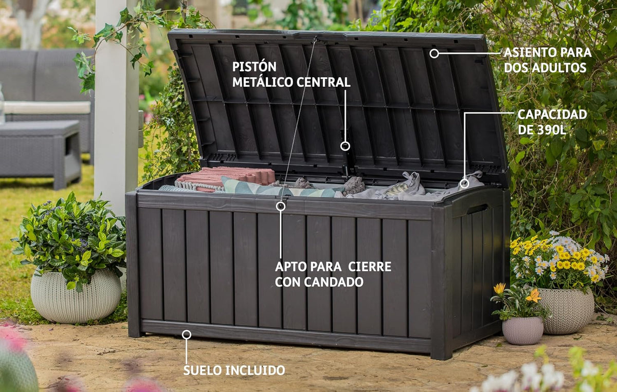 keter glenwood garden storage waterproof box shown in use