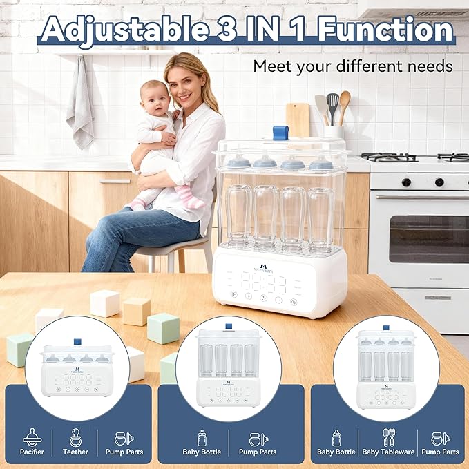 Mammy Bunny 3-in-1 Baby Bottle Sterilizer and Dryer – 6 Smart Modes - Image 4