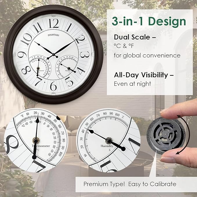 FOUNTAIN DESIGNS 18 Inch Illuminated in/Outdoor Clock - Image 4