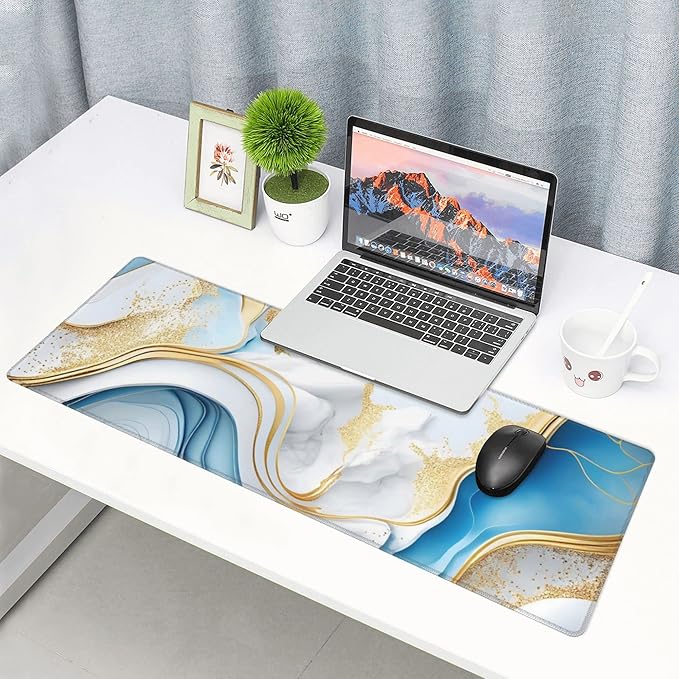 Swirl of Blue Gold Marble Extended Big Mouse Pad Large, XL Gaming Mouse Pad - Image 7