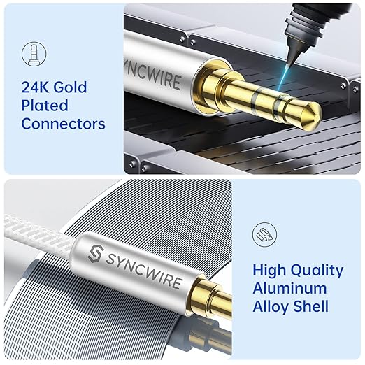 SYNCWIRE 3.5mm Nylon Braided Aux Cable, Audio Auxiliary Input Adapter Male to - Image 3