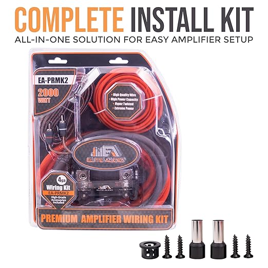 Elite Audio Premium 4 Gauge CCA Amplifier Installation Wiring Amp Kit, 2000 - Image 2