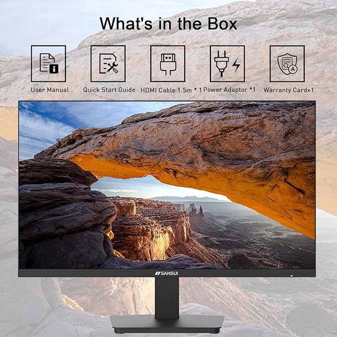 SANSUI Monitor 24 Inch 100Hz PC Monitor, HDMI VGA Ports VESA Mount, FHD - Image 6