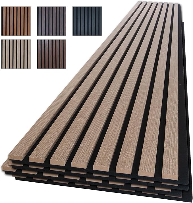 NeatiEase Wood Slat Wall Panels, 4-Piece 96" x 12.6", Soundproof Acoustic Wall by NeatiEase