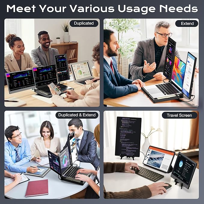 Laptop Screen Extender F3, Triple Portable Monitor 14-inch 360 Degrees Rotation - Image 4