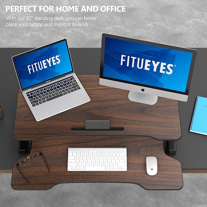 FITUEYES Height Adjustable Standing Desk 32” Wide Sit to Stand Converter Stand - Image 5