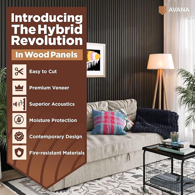 Avana Acoustic Wood Wall Panels – 94.4 X 12.6 Inch Smoke Oak Acoustic Panels 4 - Image 2