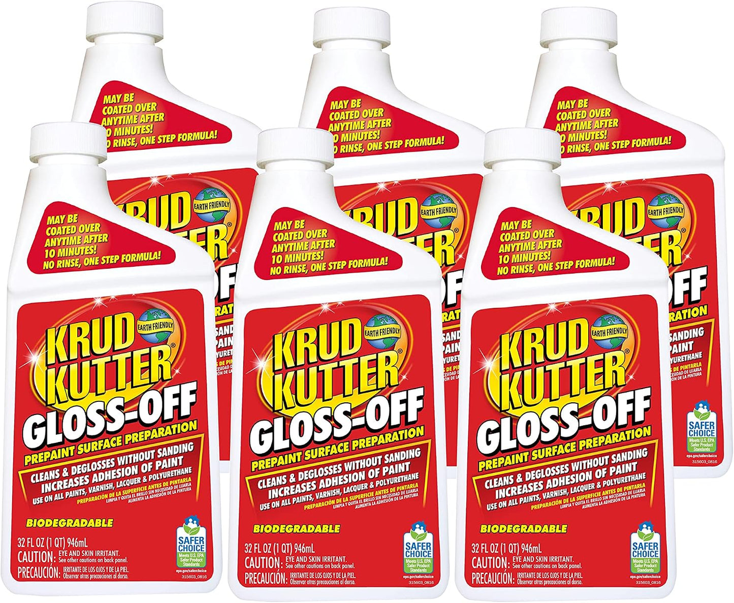 Krud Kutter GO326-6PK Gloss Off Prepaint Surface Preparation Cleaner, 32 oz, 6 Pack