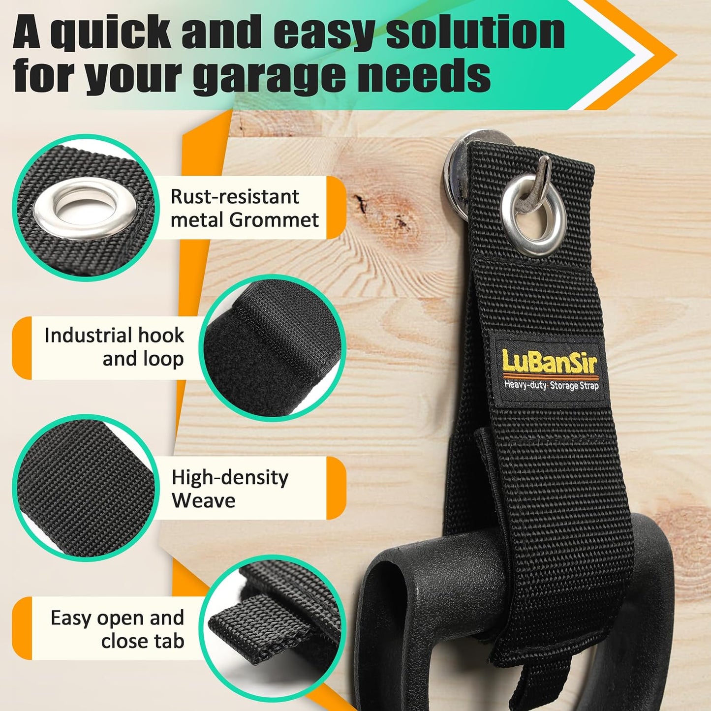 9 Pack 13“Extension Cord Holder Organizer for Organization | Heavy Duty Storage Straps for Garden Hose Storage and Garage Wall Organization