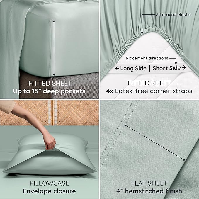 Bambaw 100% Viscose Derived from Bamboo Sheets Full Size Set – 4pcs Cooling - Image 5